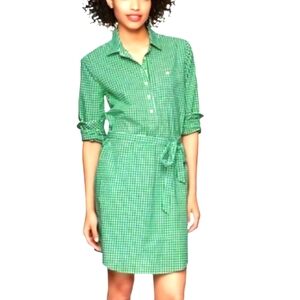Y2K Gap Mindy Green‎ Gingham Checkered Shirt Dress Preppy Cotton Classic Trad S